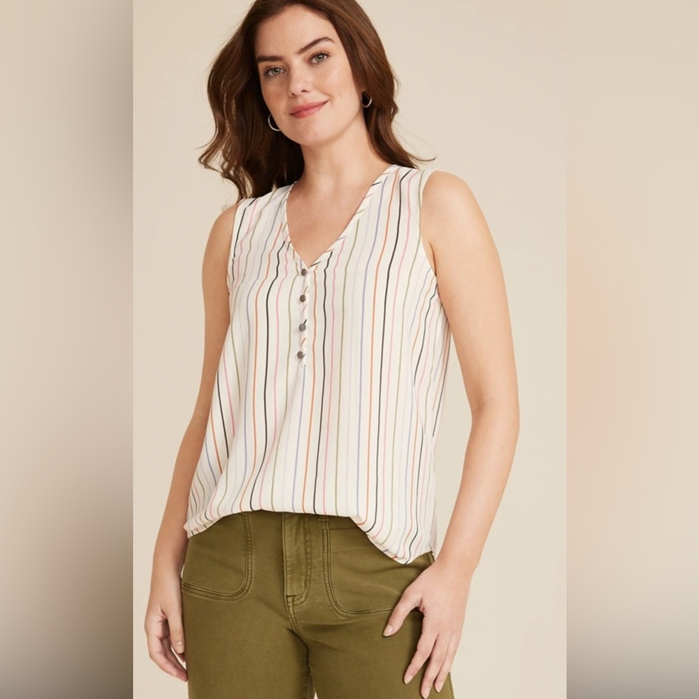 Maurice’s Madison Striped Half Button Down Tank Top